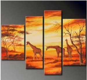 African Grassland Painting Decoration Unstretch