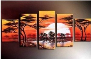 Abstract Painting Decoration Grassland Stretched